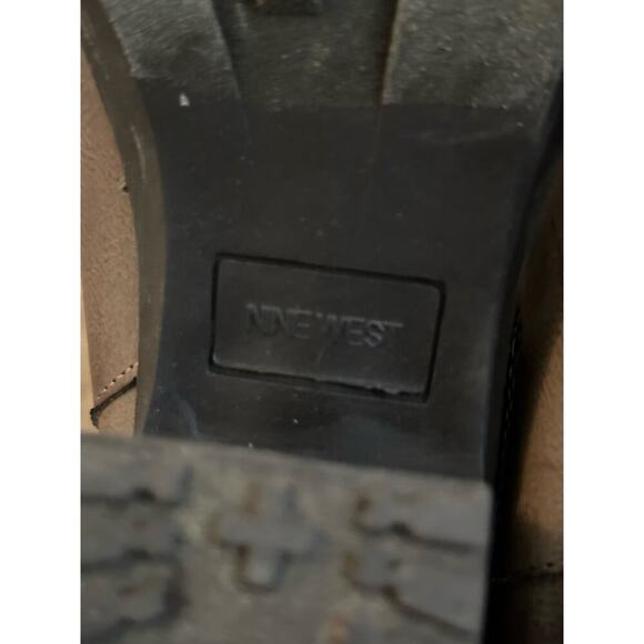 Nine West Brown Taupe Lining Sweater Zipper Block Heels Ankle Boots Size 7.5 - Picture 6 of 9